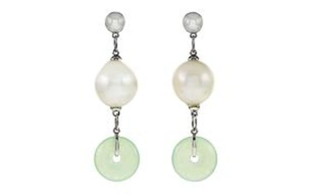 Ohrschmuck 585 /- mit Jade und Zuchtperlen